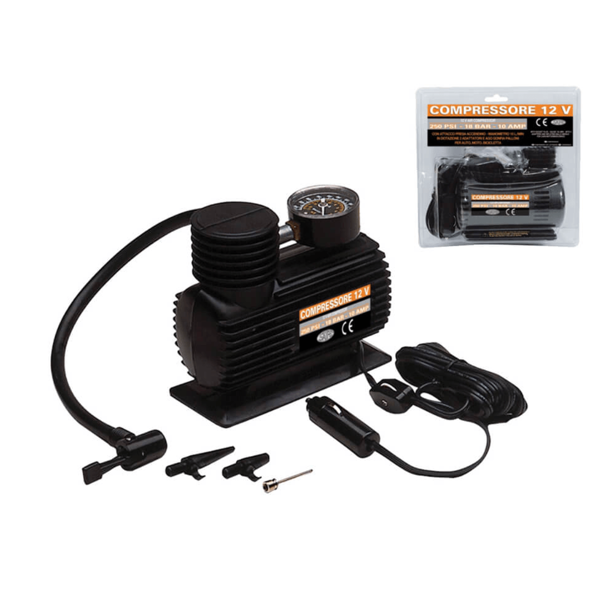 Compressore per auto 12v con manometro con presa accendisigari Rhutten - Brico Sapiens - L' evoluzione del fai da te Compressore per auto 12v con manometro con presa accendisigari Rhutten - Brico Sapiens - L' evoluzione del fai da te